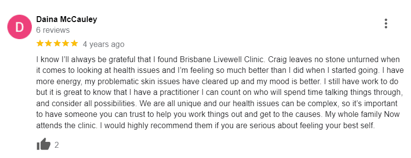 Google Review for Brisbane Livewell Clinic Wavell Heights