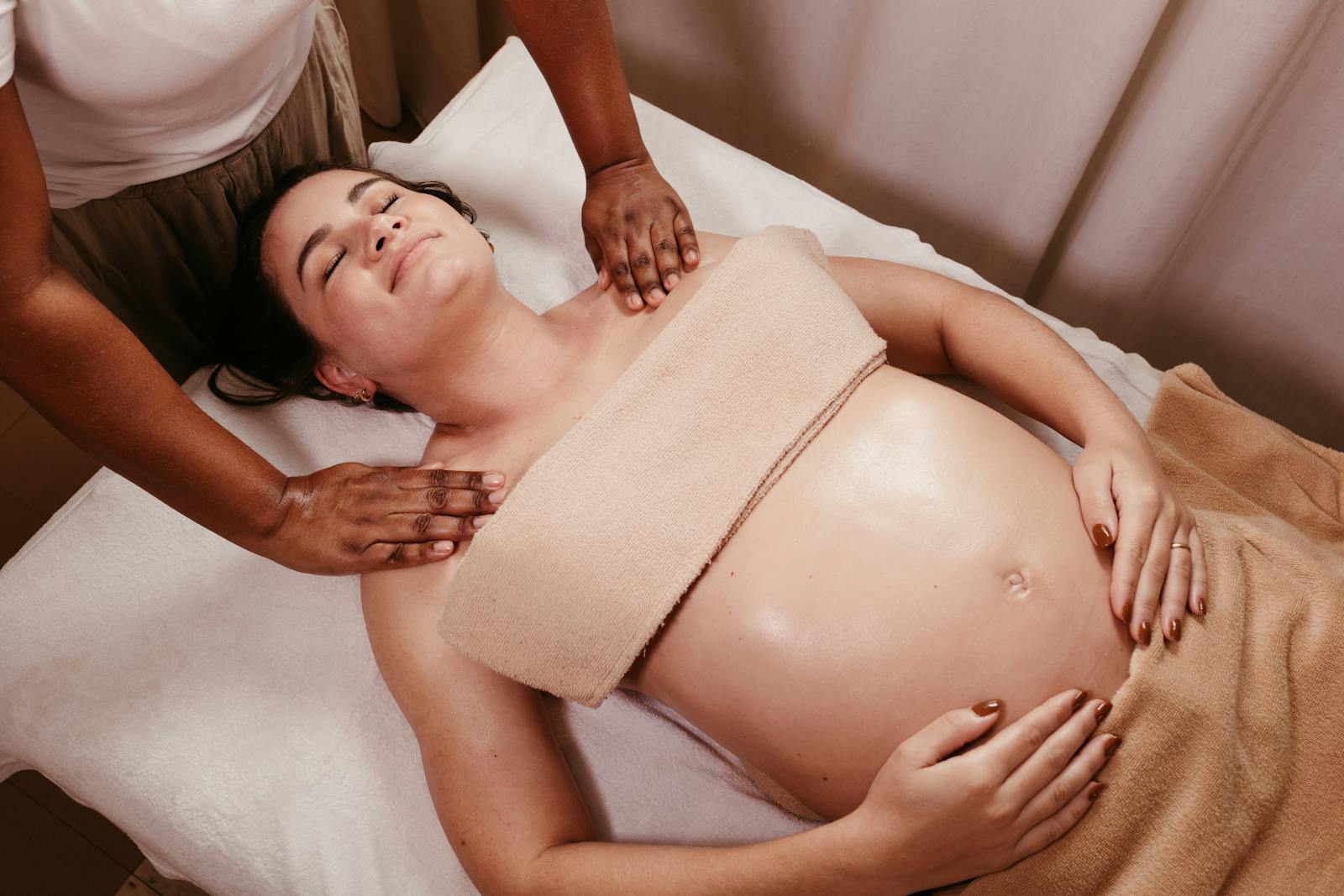 Pregnant Woman Relaxing during a Pregnancy Massage